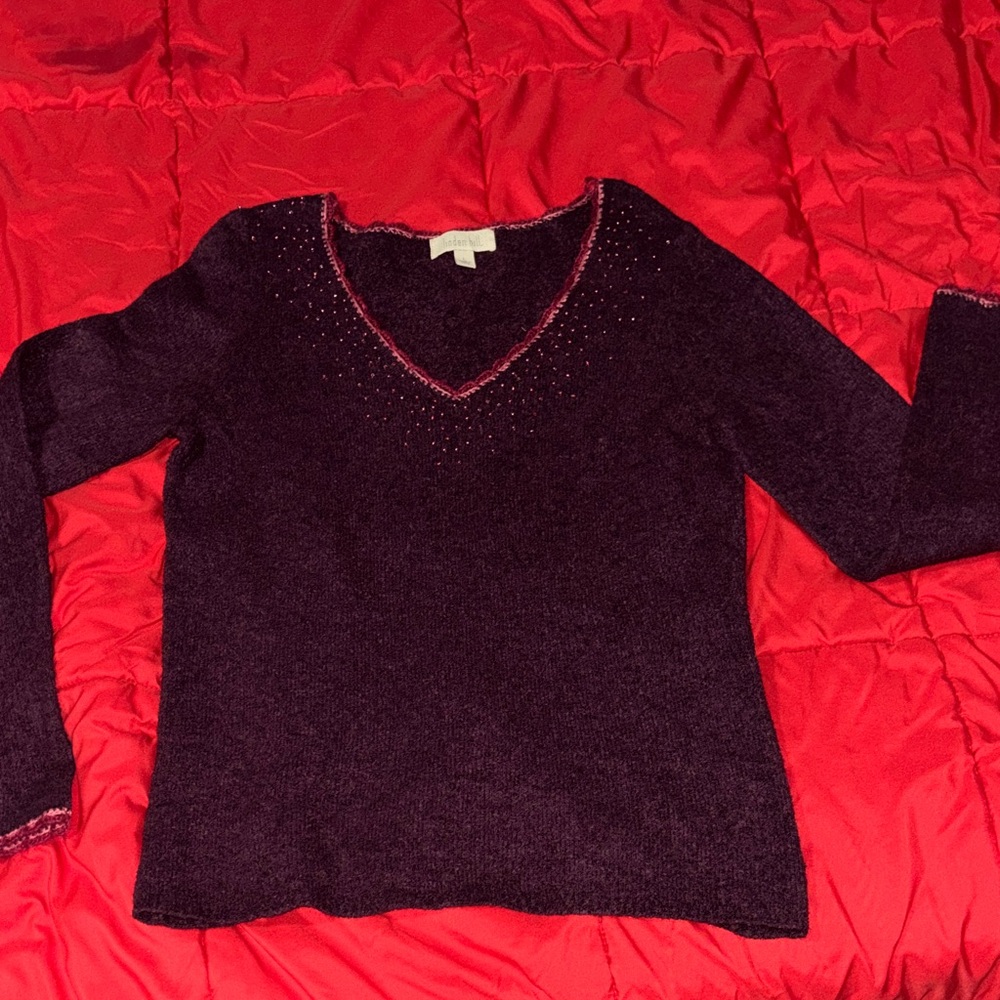 Linden V-Neck Sweater in Rich Purple